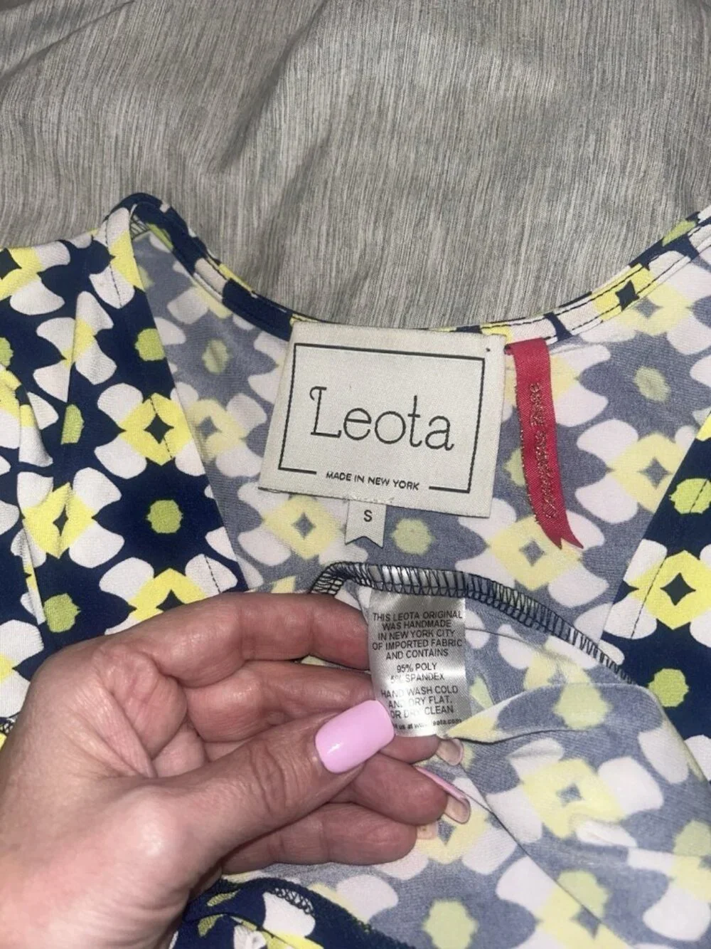 Leota Abstract Floral 3/4 Sleeve Faux Wrap Boho Festive Party Dress Size Small